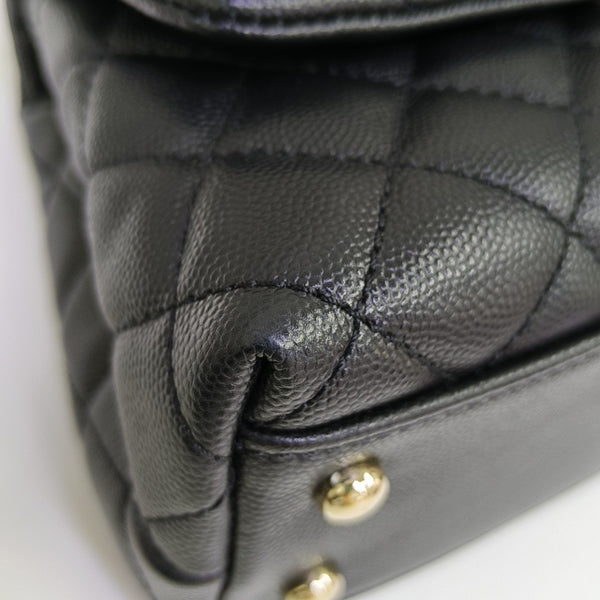 COCO HANDLE Small Quilted Grained Calfskin Black