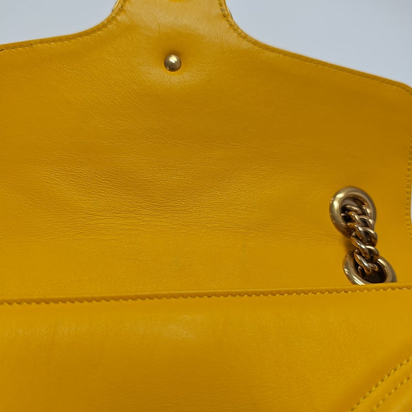 GG Marmont Medium Quilted Calfskin Yellow