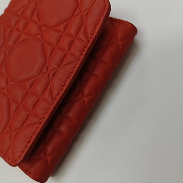 Lady Dior Cannage Calfskin Orange Wallet