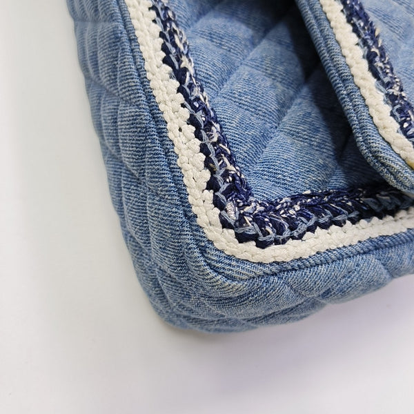 CLASSIC FLAP Small Quilted Denim Blue