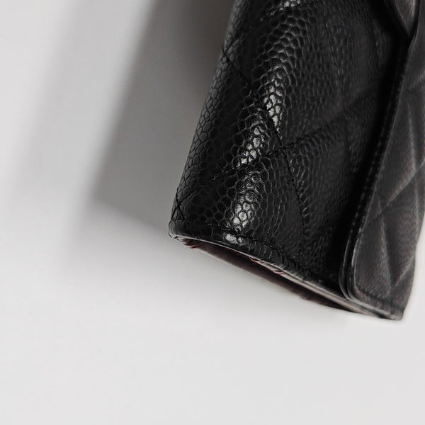 Quilted Grained Calfskin Wallet Black