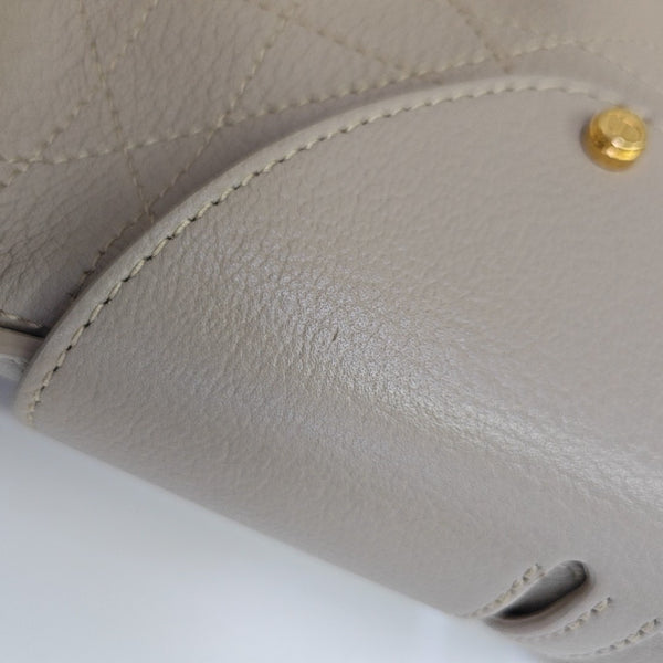 Cannage Calfskin Top Handle Bag Medium Beige