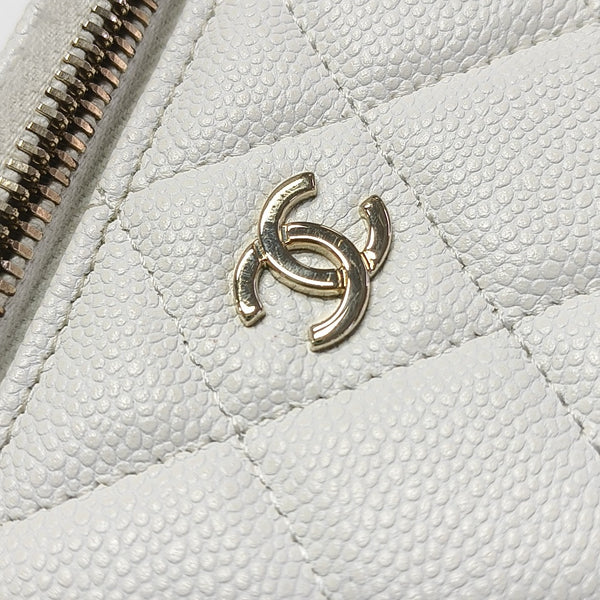 VANITY CASE Medium Quilted Grained Calfskin White