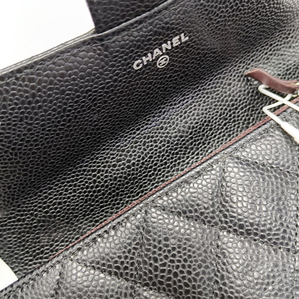 CLASSIC FLAP Mini Quilted Grained Calfskin Black Wallet