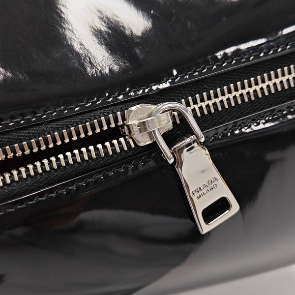 Patent Leather Top Handle Bag Black