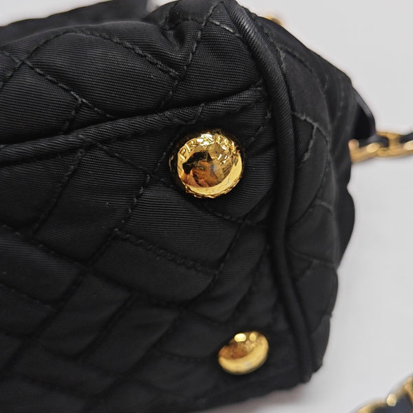 Quilted Nylon Shoulder Bag Black