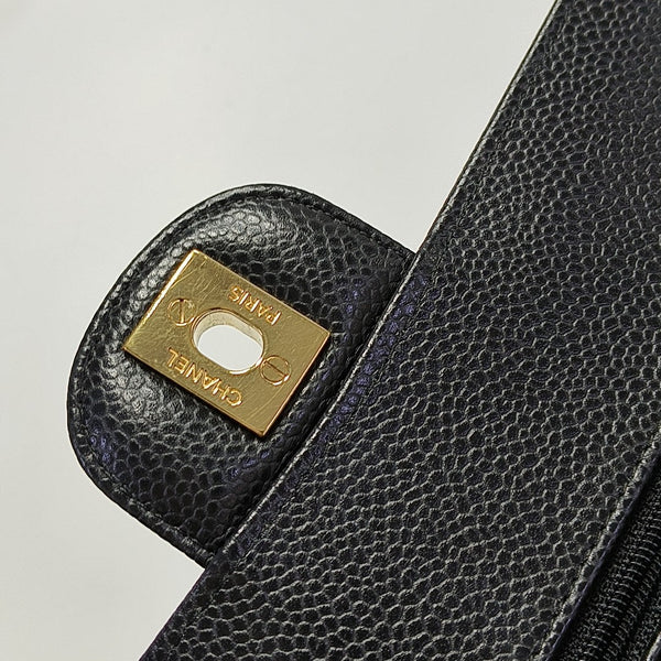 CLASSIC FLAP Small Quilted Grained Calfskin Black