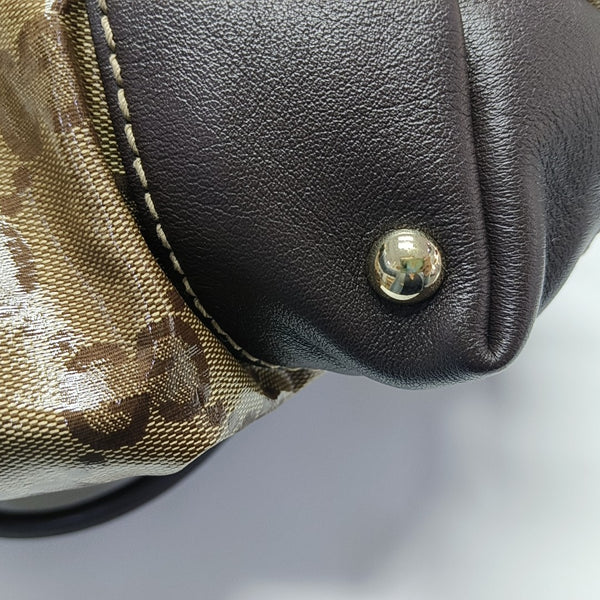 Monogram Coated Canvas Tote Bag Brown