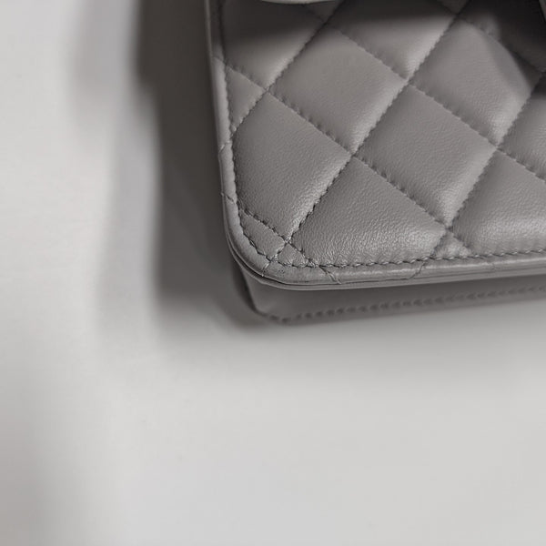 Quilted Lambskin Backpack Gray