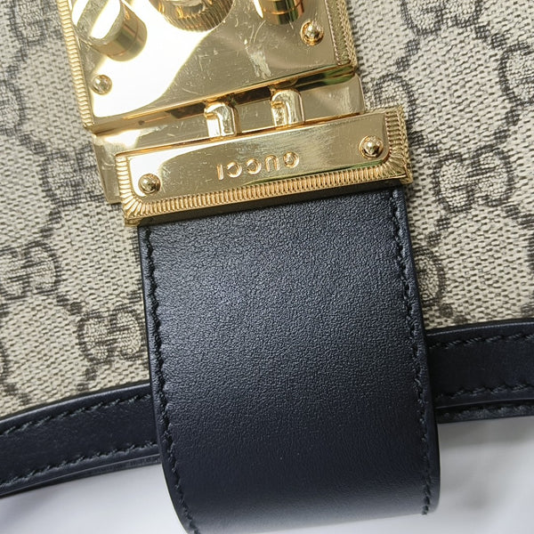 Padlock Medium Monogram Coated Canvas Beige