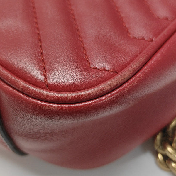 GG Marmont Medium Quilted Calfskin Red