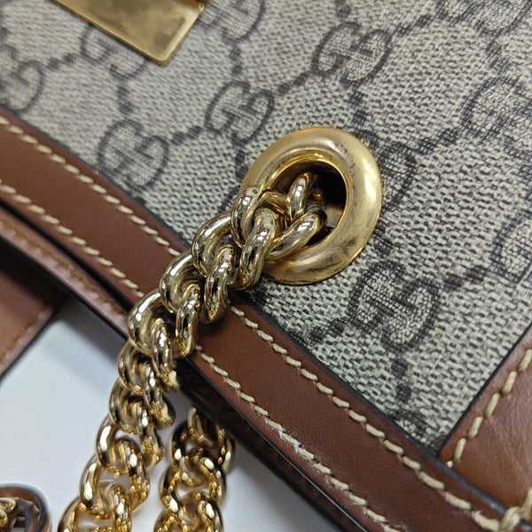 Padlock Small Monogram Coated Canvas Beige
