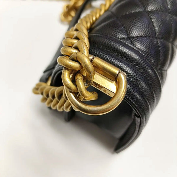 BOY CHANEL Small Quilted Grained Calfskin Black