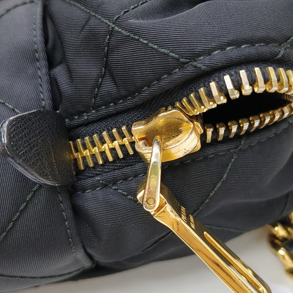 Quilted Nylon Shoulder Bag Black