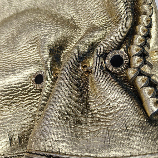 Fabric Top Handle Bag Gold