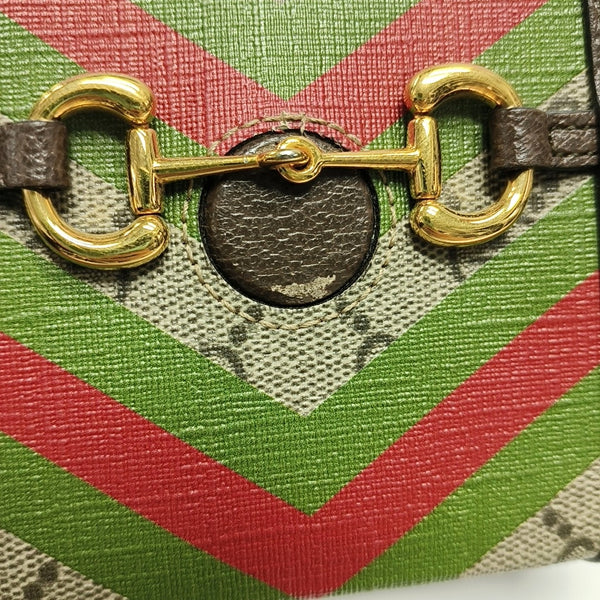 Authenticated pre-owned Horsebit 1955 Mini Coated Canvas Beige - Shoulder Bag at Looply