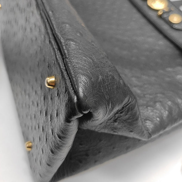 Ostrich Shoulder Bag Black