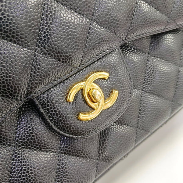 CLASSIC FLAP Jumbo Quilted Grained Calfskin Black