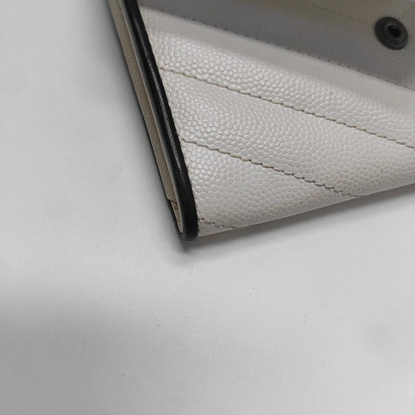 Chevron Calfskin Wallet White