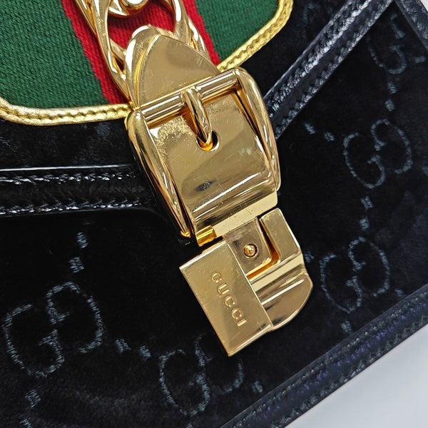 Sylvie Mini Monogram Velvet Black