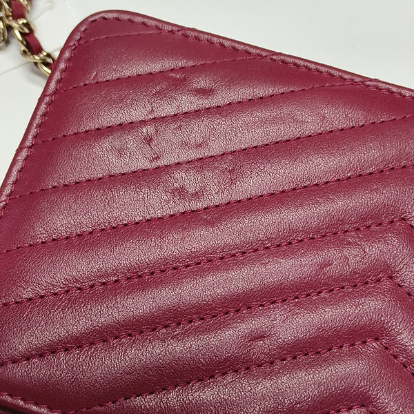 Chevron Calfskin Crossbody Bag Red