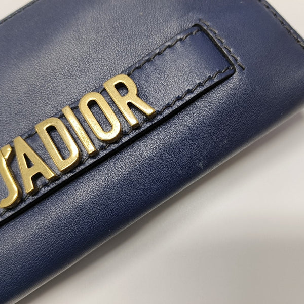 J'adior Calfskin Blue Wallet
