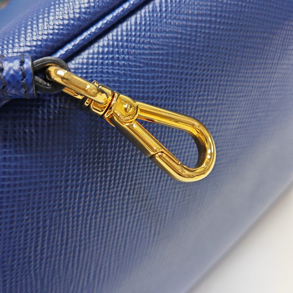 Double Large Saffiano Calfskin Blue