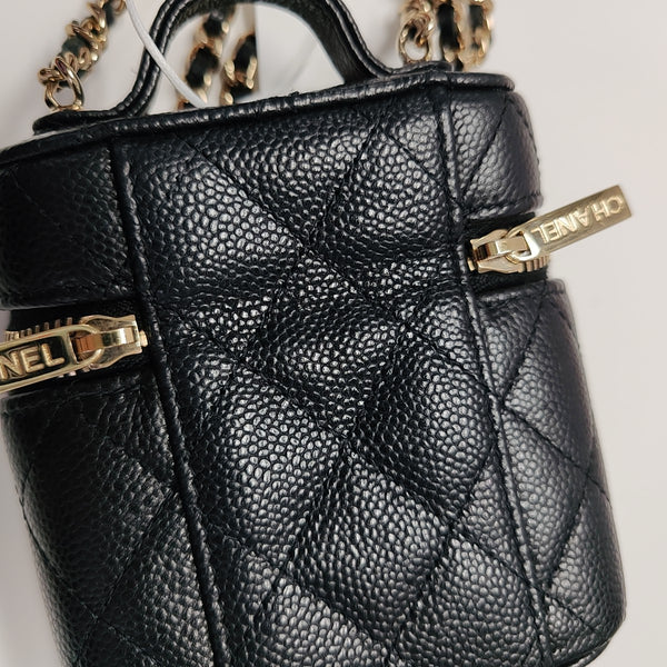 VANITY CASE Mini Quilted Grained Calfskin Black