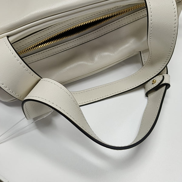 Leather Top Handle Bag White