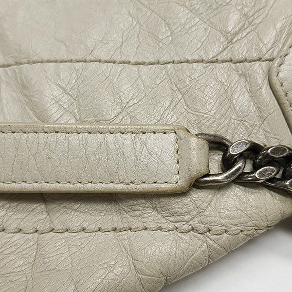 NIKI Medium Chevron Calfskin White