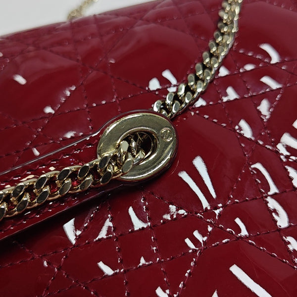 Lady Dior Mini Cannage Patent Leather Red