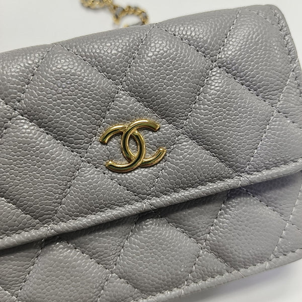 Authenticated pre-owned WOC Quilted Grained Calfskin Grey - Shoulder Bag at Looply