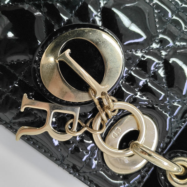 Lady Dior Mini Cannage Patent Leather Black