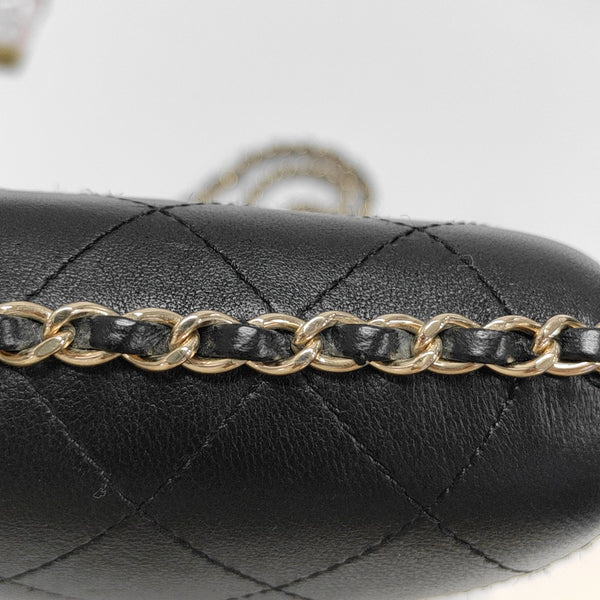 Quilted Lambskin Shoulder Bag Black