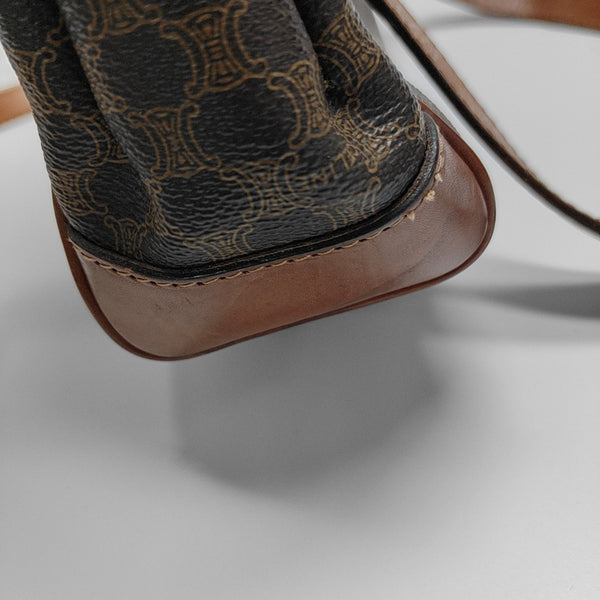 Coated Canvas Top Handle Bag Brown