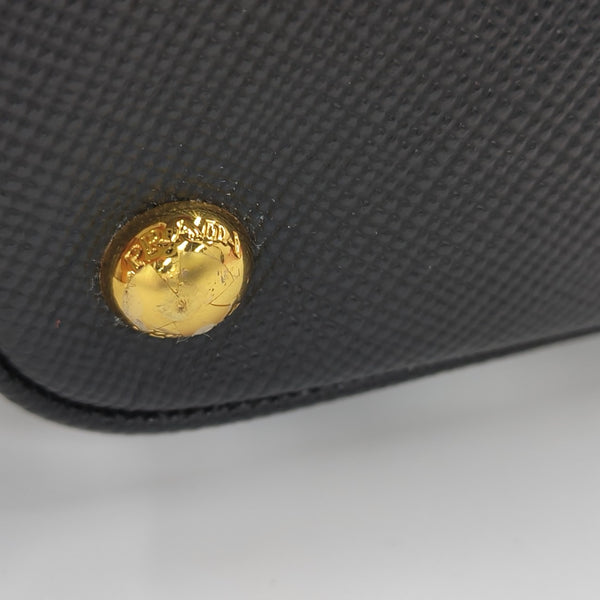 Double Medium Saffiano Calfskin Black