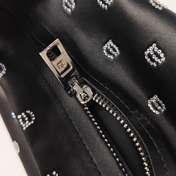 Silk Satin Top Handle Bag Black