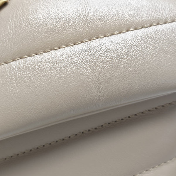 LOULOU Extra Small Chevron Calfskin Beige