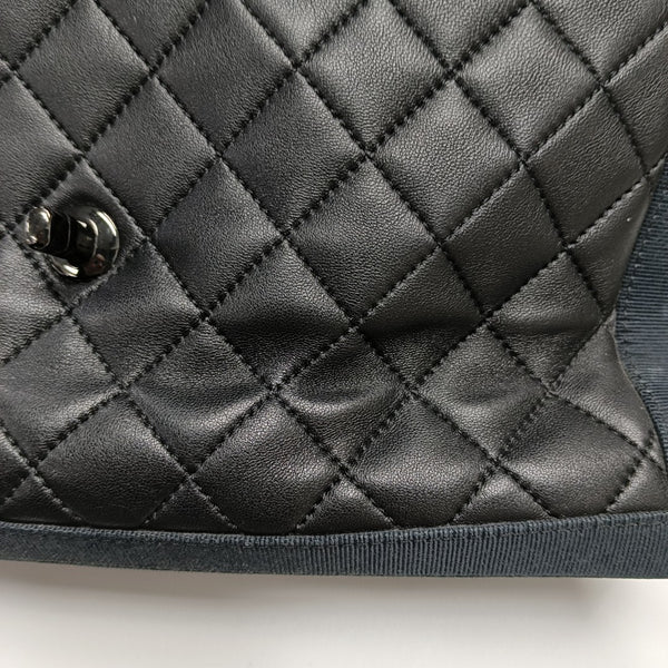 Quilted Lambskin Top Handle Bag Black