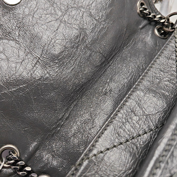 NIKI Small Chevron Calfskin Gray