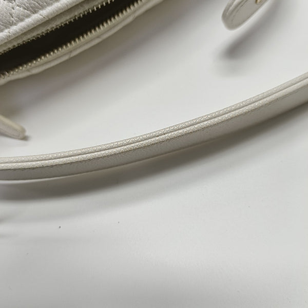 Quilted Grained Calfskin Shoulder Bag White