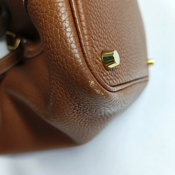 Authenticated pre-owned Picotin Lock 18 Clemence Brown - Bucket Bag at Looply