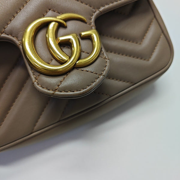 GG Marmont Mini Quilted Calfskin Beige