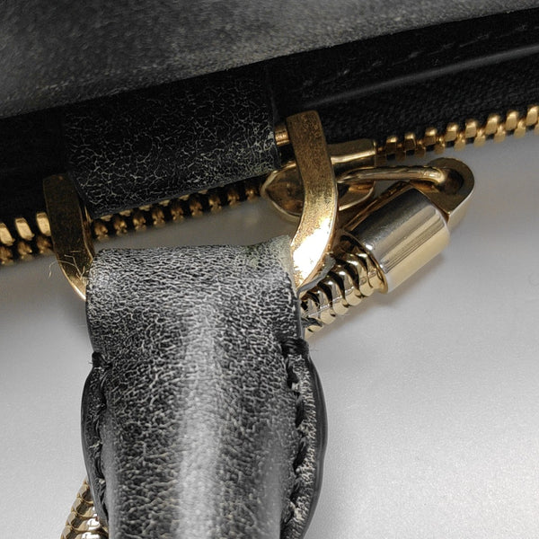 Leather Top Handle Bag Black