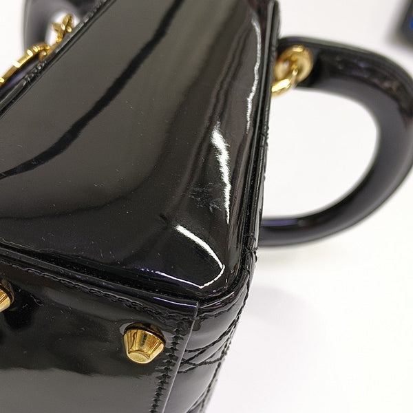 Lady Dior Mini Cannage Patent Leather Black