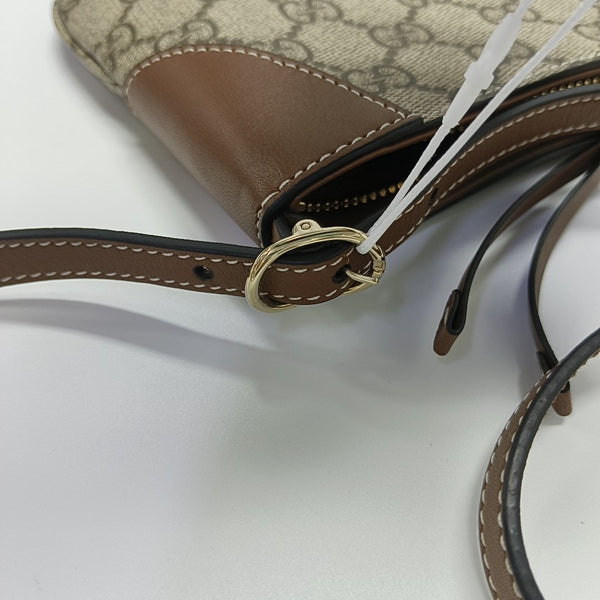 GG Emblem Small Monogram Coated Canvas Beige