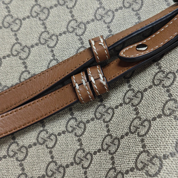 GG Emblem Medium Monogram Coated Canvas Beige