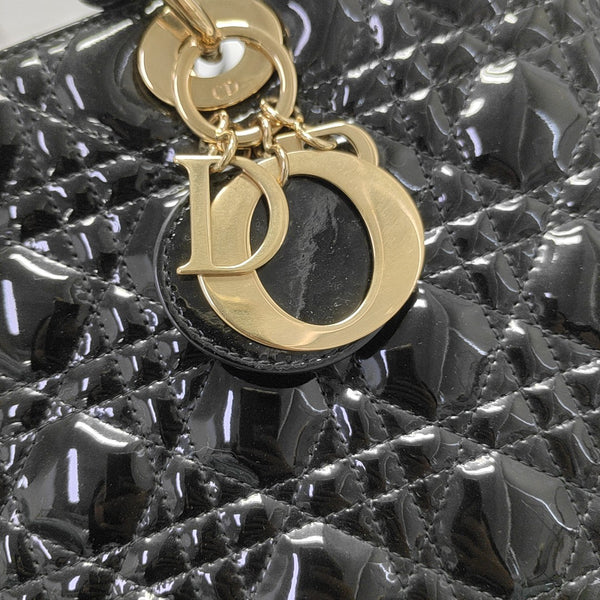 Lady Dior Large Patent Leather Black