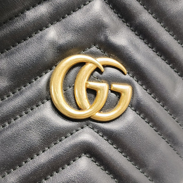 Authenticated pre-owned GG Marmont Mini Quilted Calfskin Black - Bucket Bag at Looply