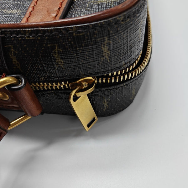 Coated Canvas Shoulder Bag Brown